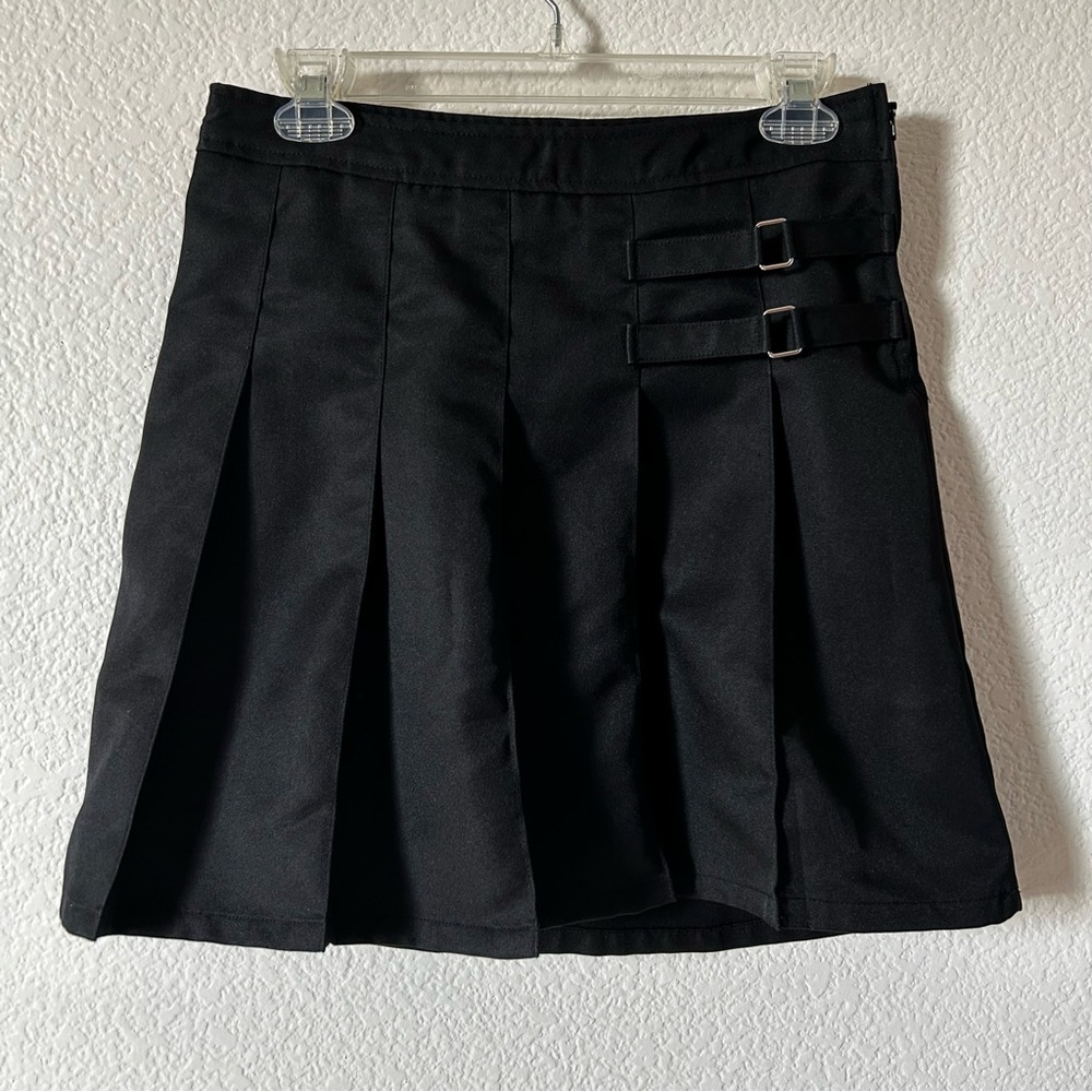 French Toast Black Goth, Punk, Skater Skirt with Buckle Accents and  Zipper